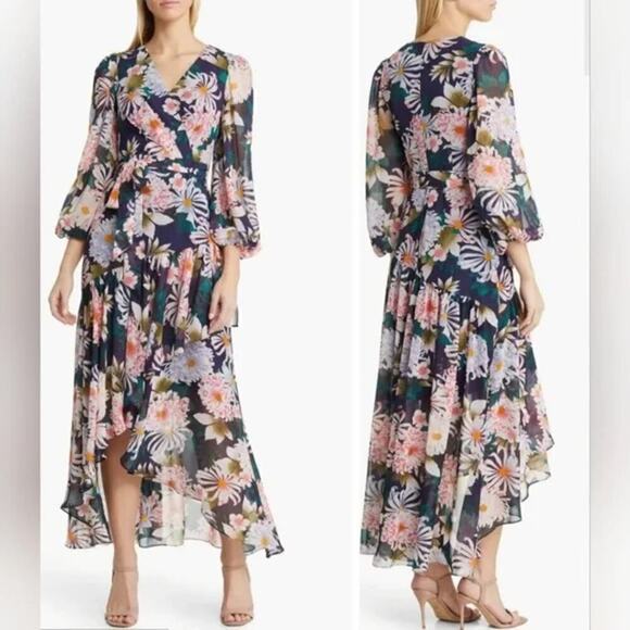 Eliza J Dresses & Skirts - NEW Eliza J Floral Ruffled Long Sleeve Maxi Dress Women's Size 6